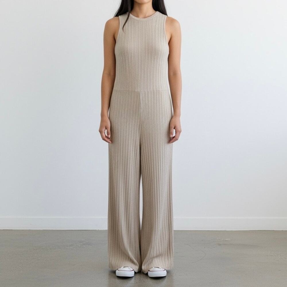 World Market Minimalist Sleeveless Knit Jumpsuit‎ Womens L/XL Lounge Boho Chic